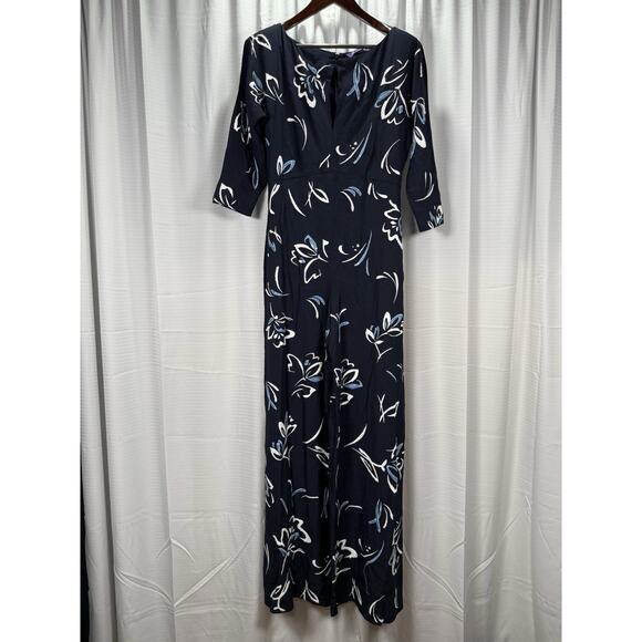 Ralph Lauren Purple Label Navy Blue Embellished Crepe Hollins Jumpsuit Size 8 - Picture 3 of 12